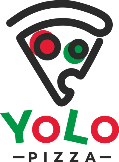logo firmy - kawałek pizzy przypominającą twarz. Styl kreskówkowy