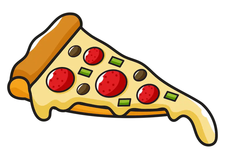kawałek pizzy - styl kreskówkowy